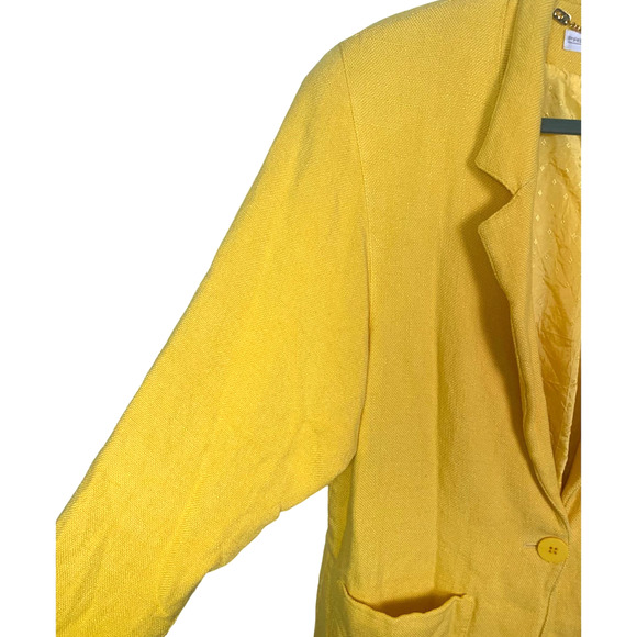 Vintage Linen Blend Yellow Oversized Blazer, Size 12 - Picture 2 of 5